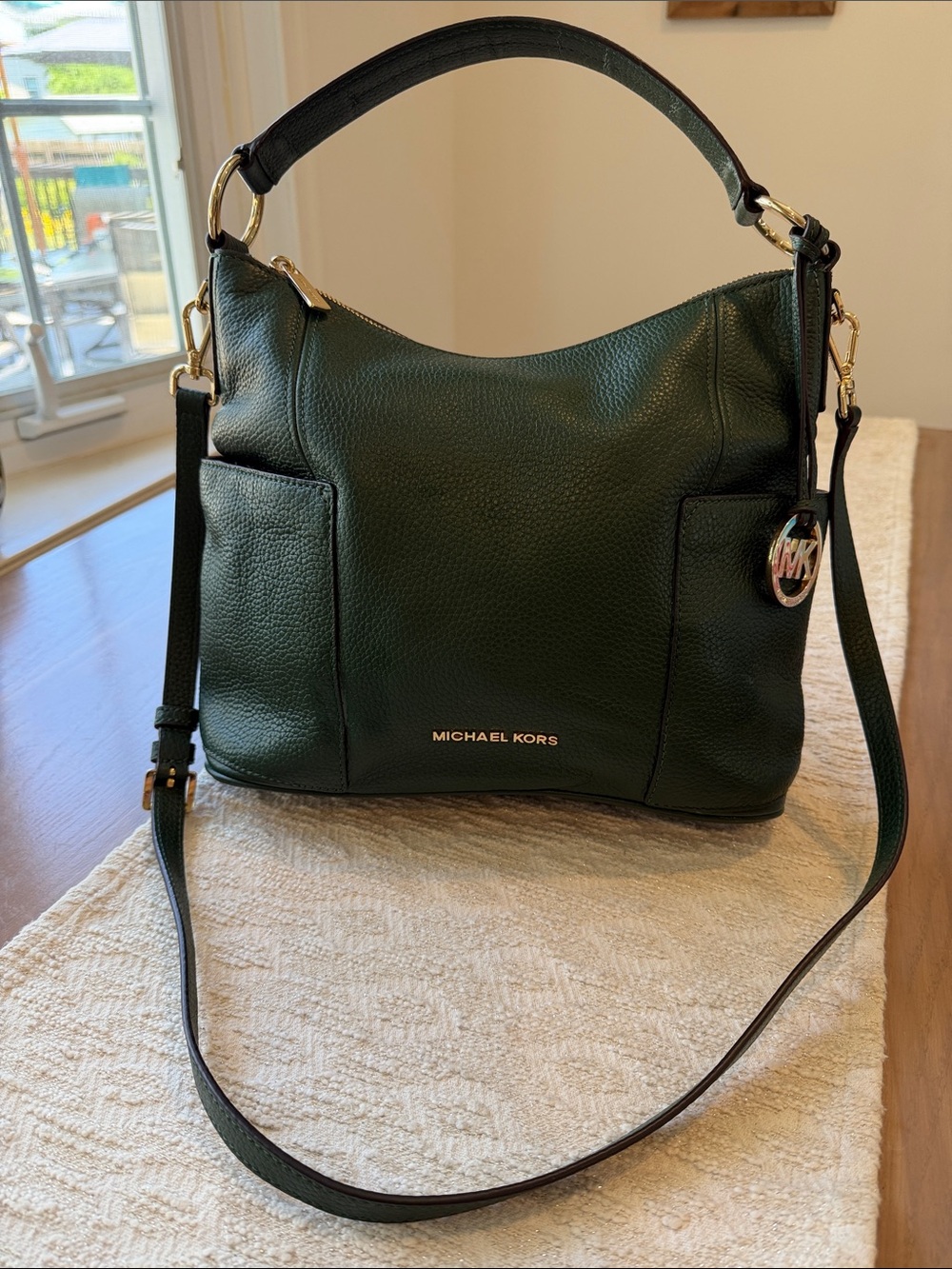 Michael Kors Anita Green Pebbled Leather/Hobo/Shoulder/CrossbodyBag
